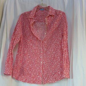 J. McLaughlin Red Floral Button-Down Shirt